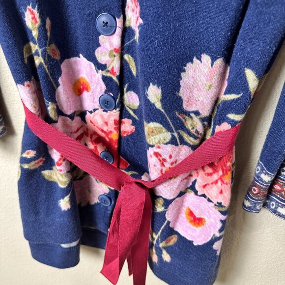 ANTHROPOLOGIE Sparrow Fair Isle Floral Sweater with Tie Size Medium - Picture 4 of 11